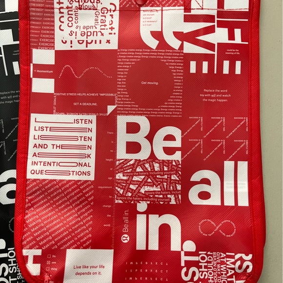 Pair of Lululemon Small Tote/Shoes/Lunch Bags in Red and Black - Picture 2 of 4